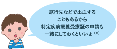 旅行先などで出血することもあるから、③の申請も一緒にしておくといいよ（※）